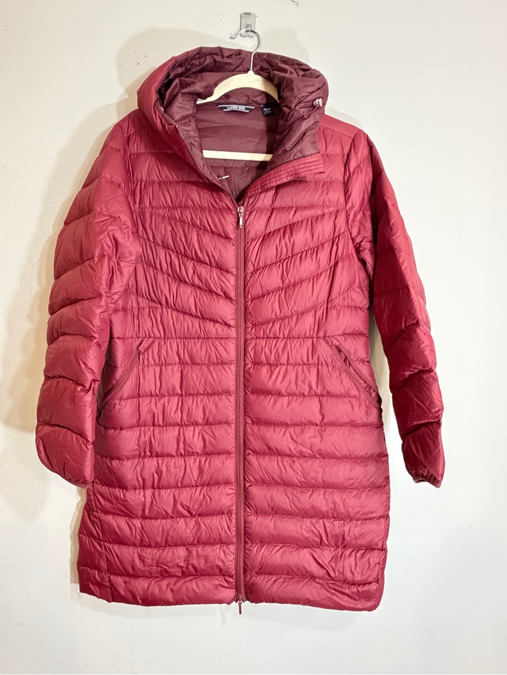 Lands End Wanderweight packable down jacket coat size medium 10 12